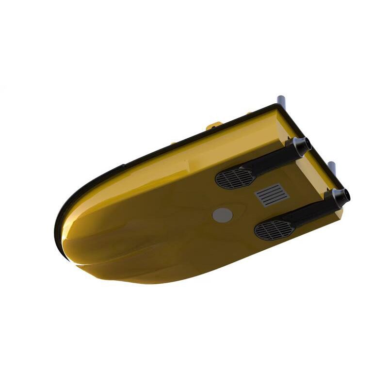 Underside of Sula 1, with two ducted thrusters at the stern