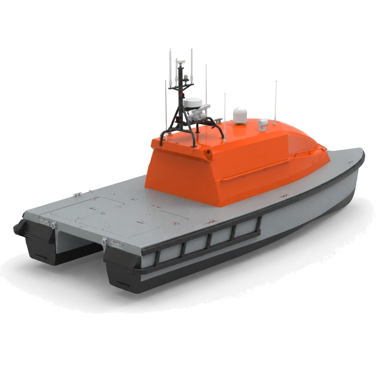 Sula 8 from the stern quarter, showing its open aft deck between the twin hulls
